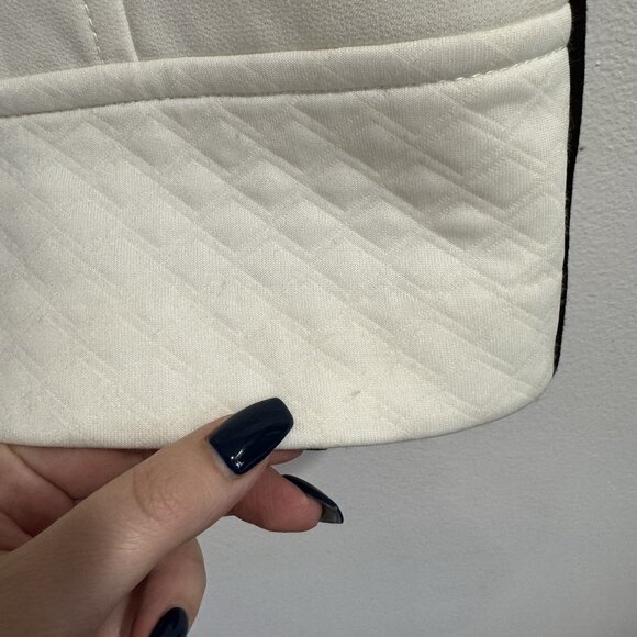 WHBM White House Black Market Skirt 12 Cream Black Quilted Jersey Knit Pencil - Picture 3 of 9